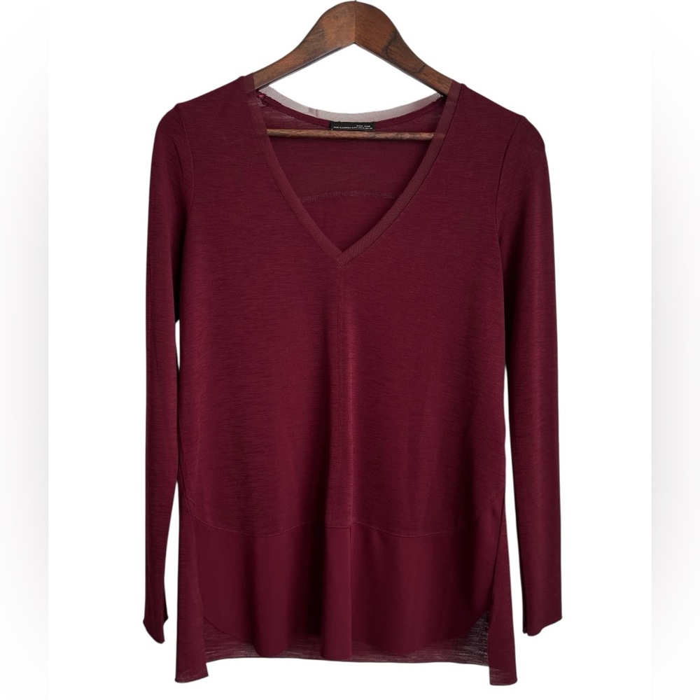 Zara W&B Collection Womens Lightweight Flowy Blouse Maroon Medium‎